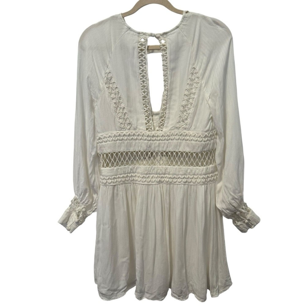 Free People Women’s Think I Love You Crochet Inset Mini Dress Size 10 - Picture 4 of 7
